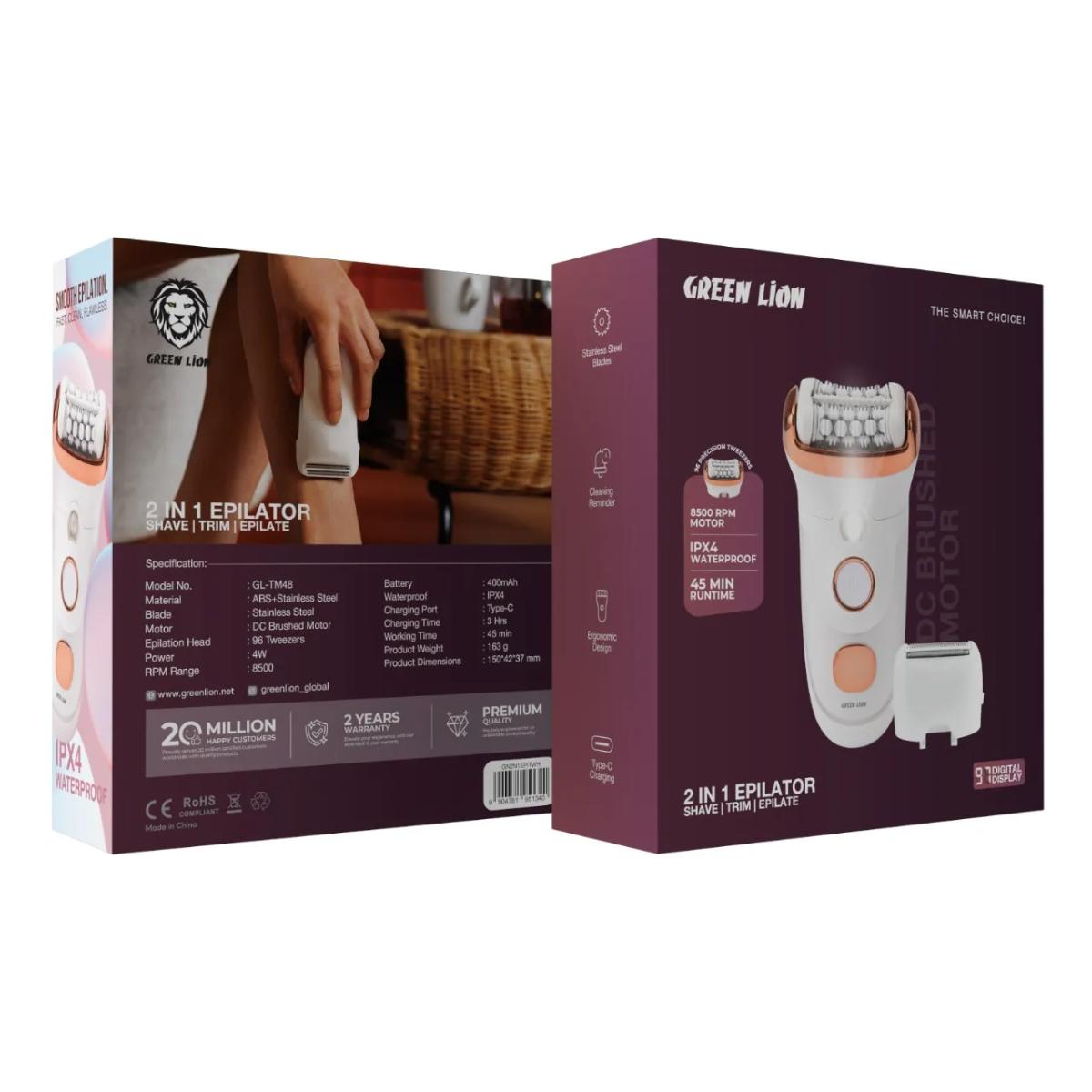 Green Lion 2 in 1 Epilator Shave, Trim, Epilate