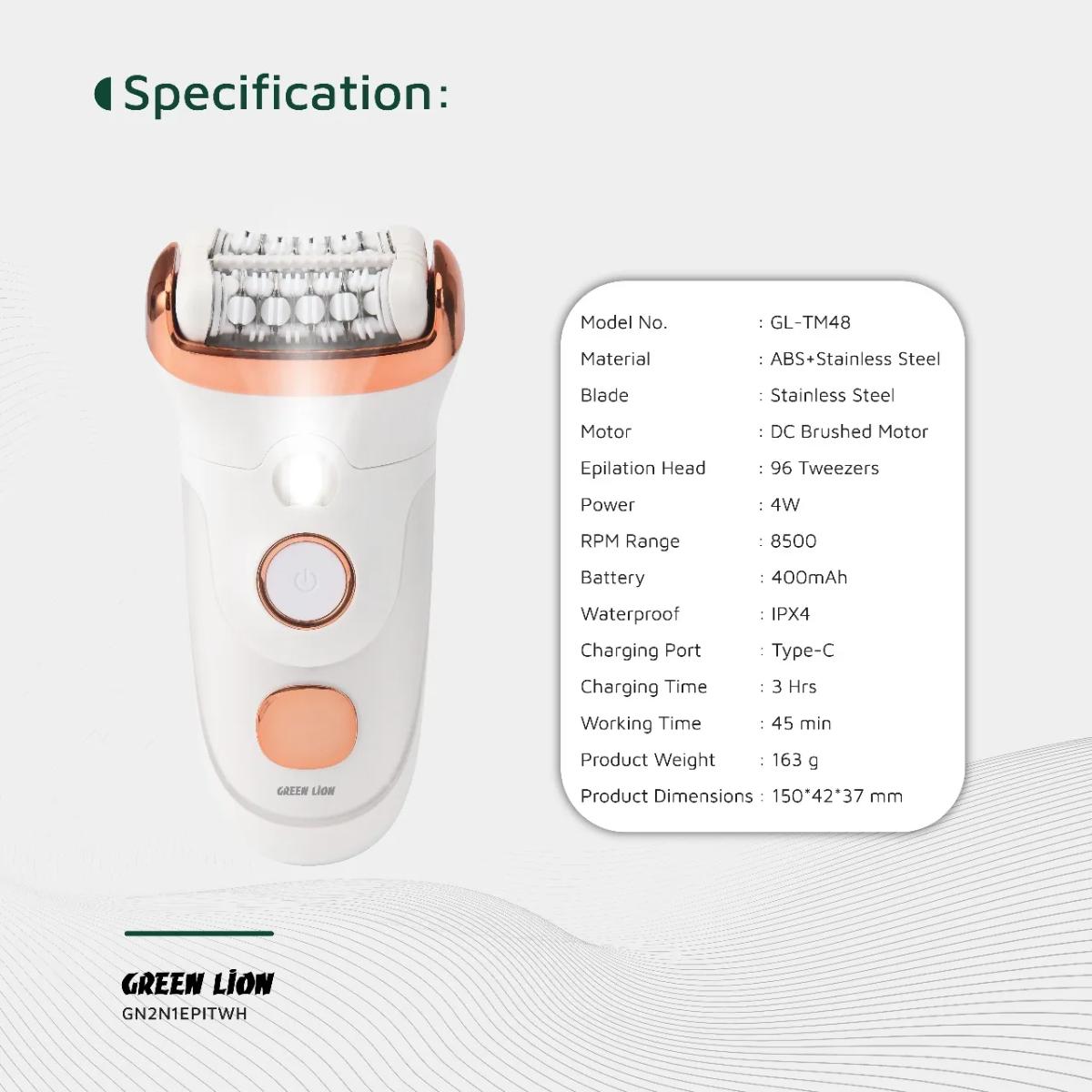 Green Lion 2 in 1 Epilator Shave, Trim, Epilate