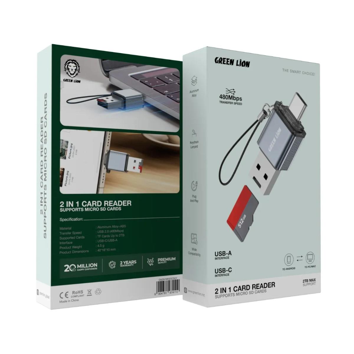 Green Lion 2 in1 Card Reader • Micro SD Cards
