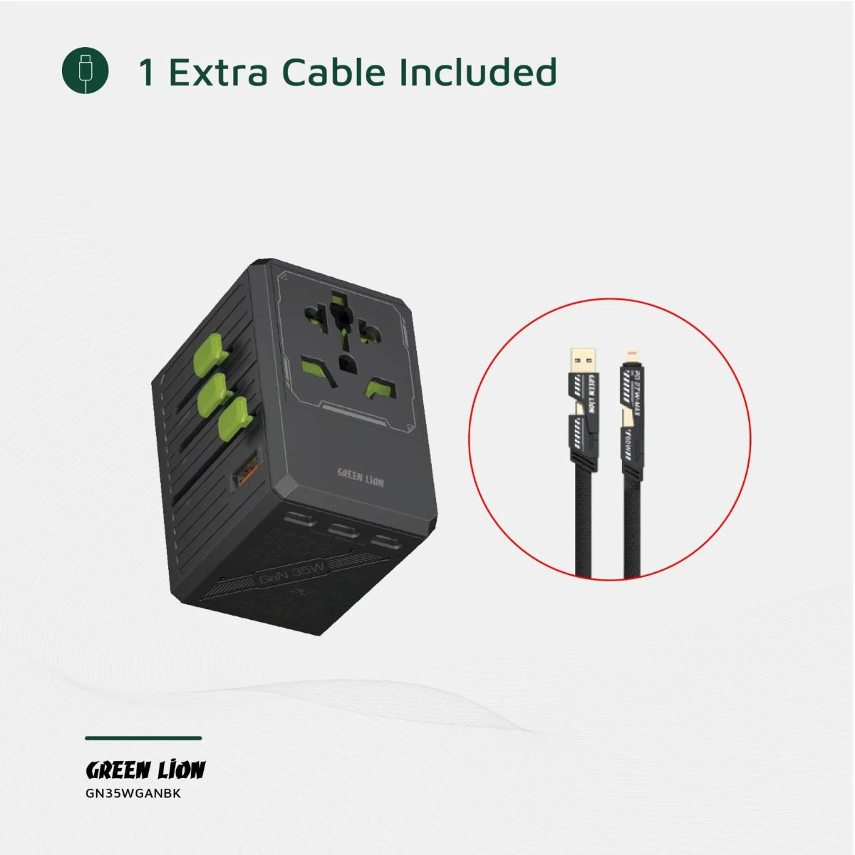 Green Lion GaN Adapter 35W 6 in 1 and 2 in 2 Cable