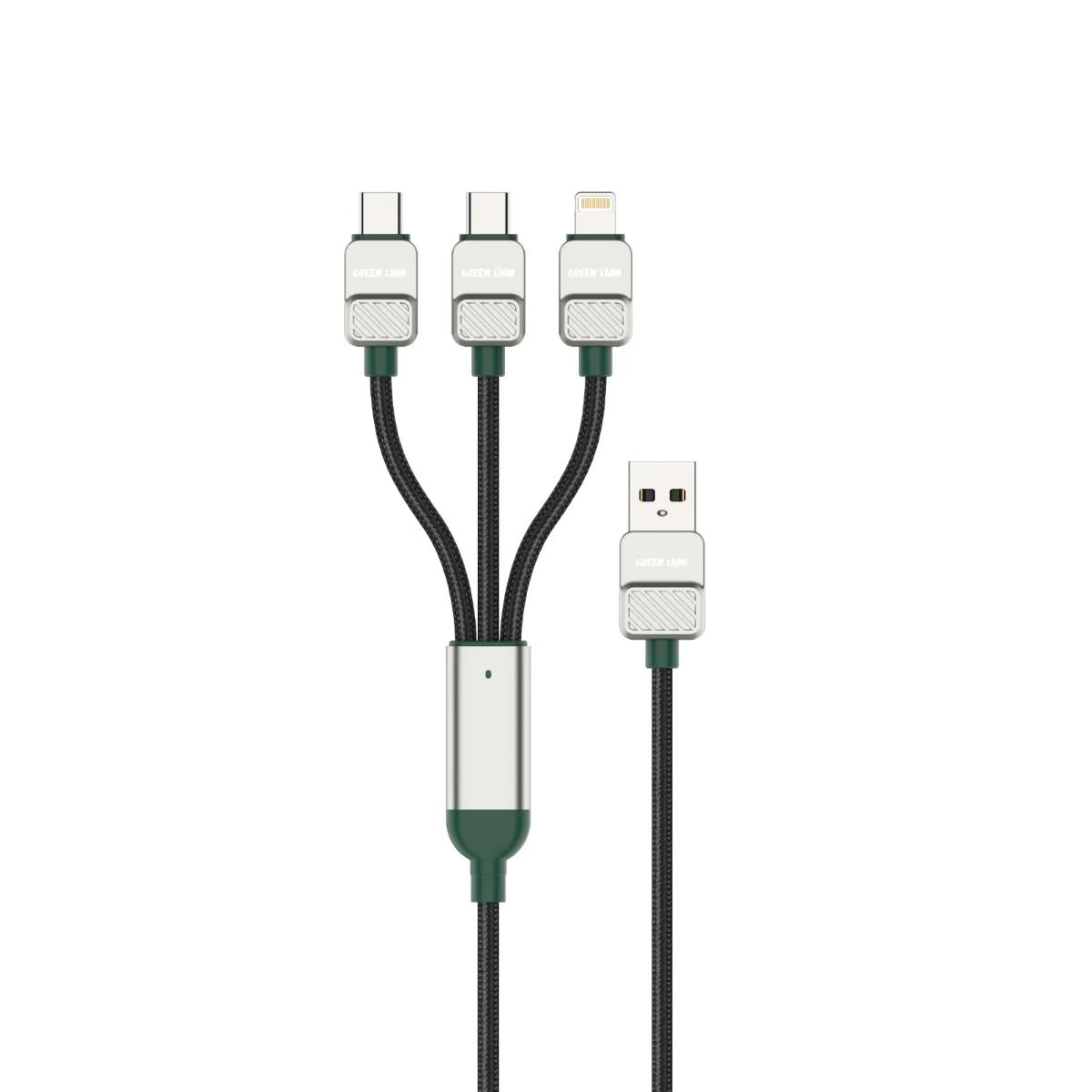 Green Lion 3•in•1 Cable Braided USB A to C+C+L