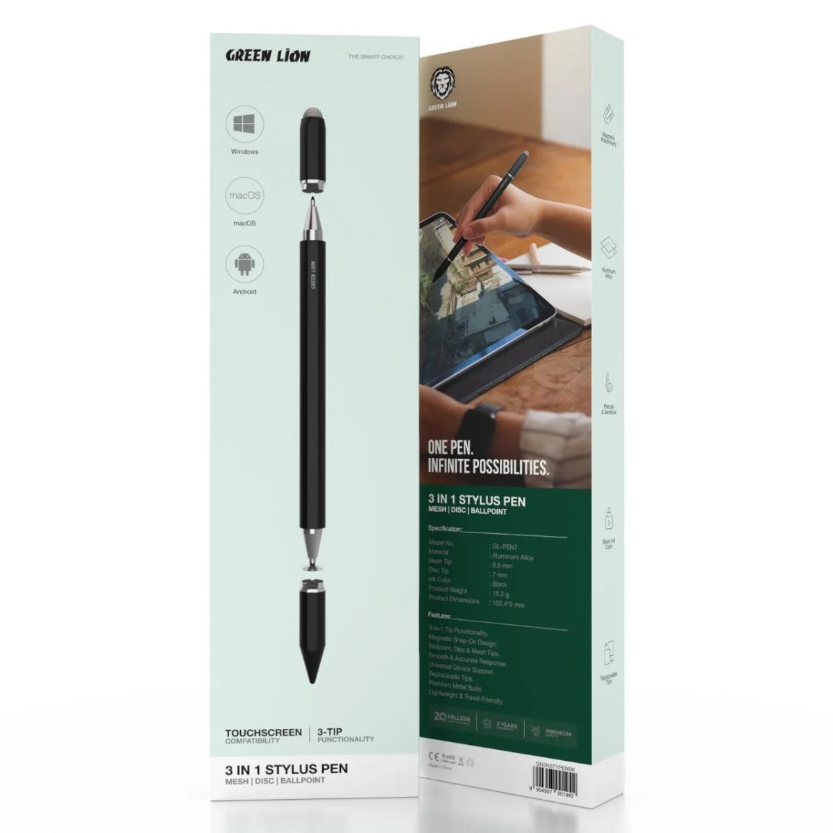 Green Lion 3 in 1 Stylus Pen