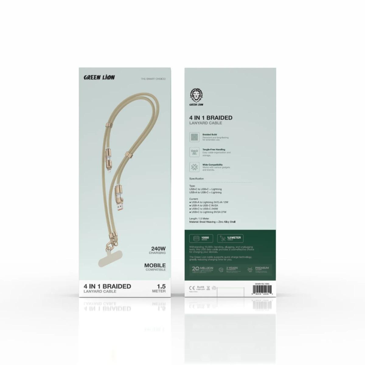 Green Lion 4 in 1 Braided Lanyard Cable