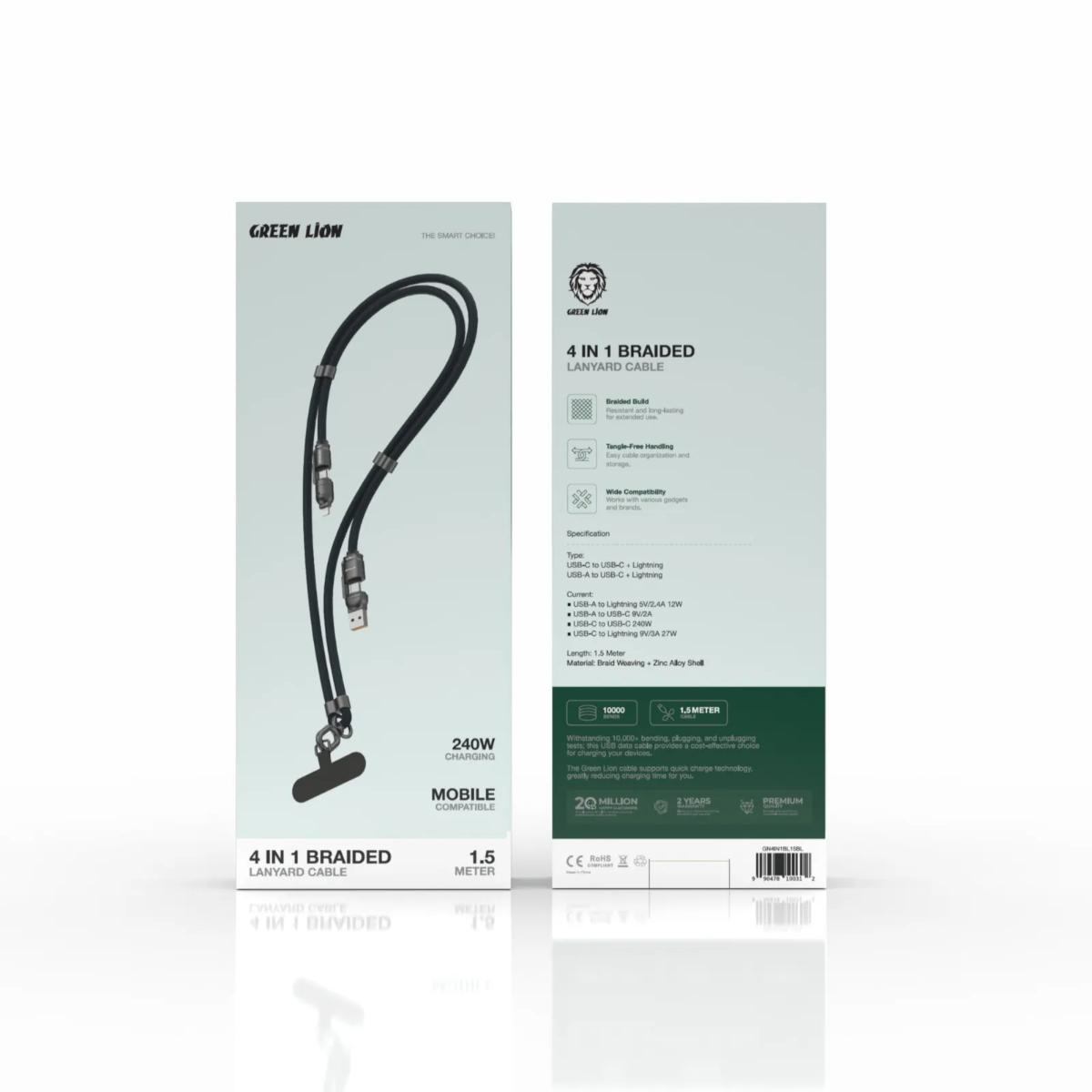 Green Lion 4 in 1 Braided Lanyard Cable