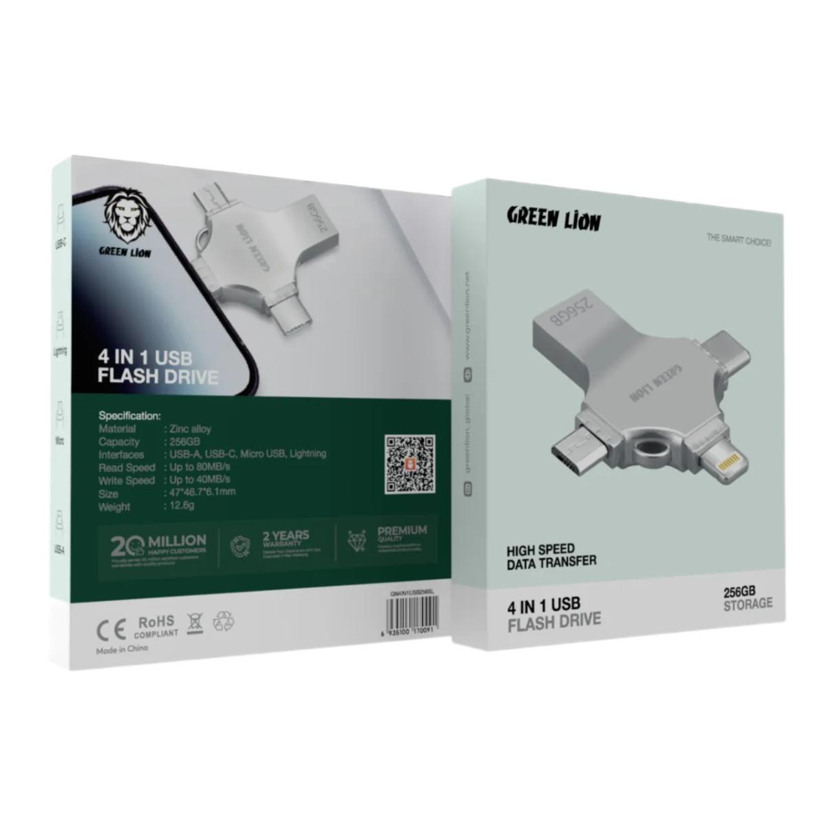 Green Lion 4-in-1 USB Flash Drive 256GB