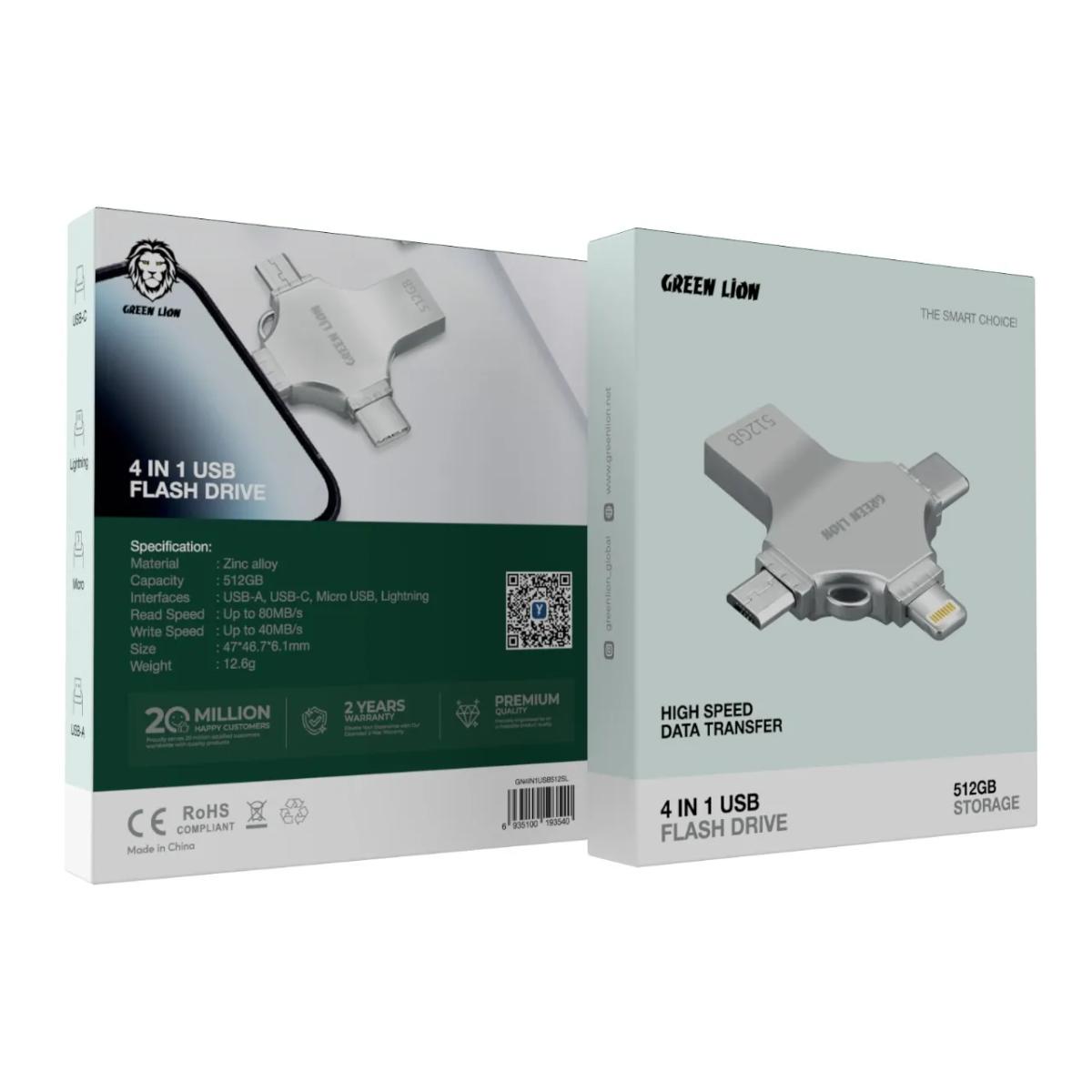 Green Lion 512GB 4-in-1 Universal Flash Drive