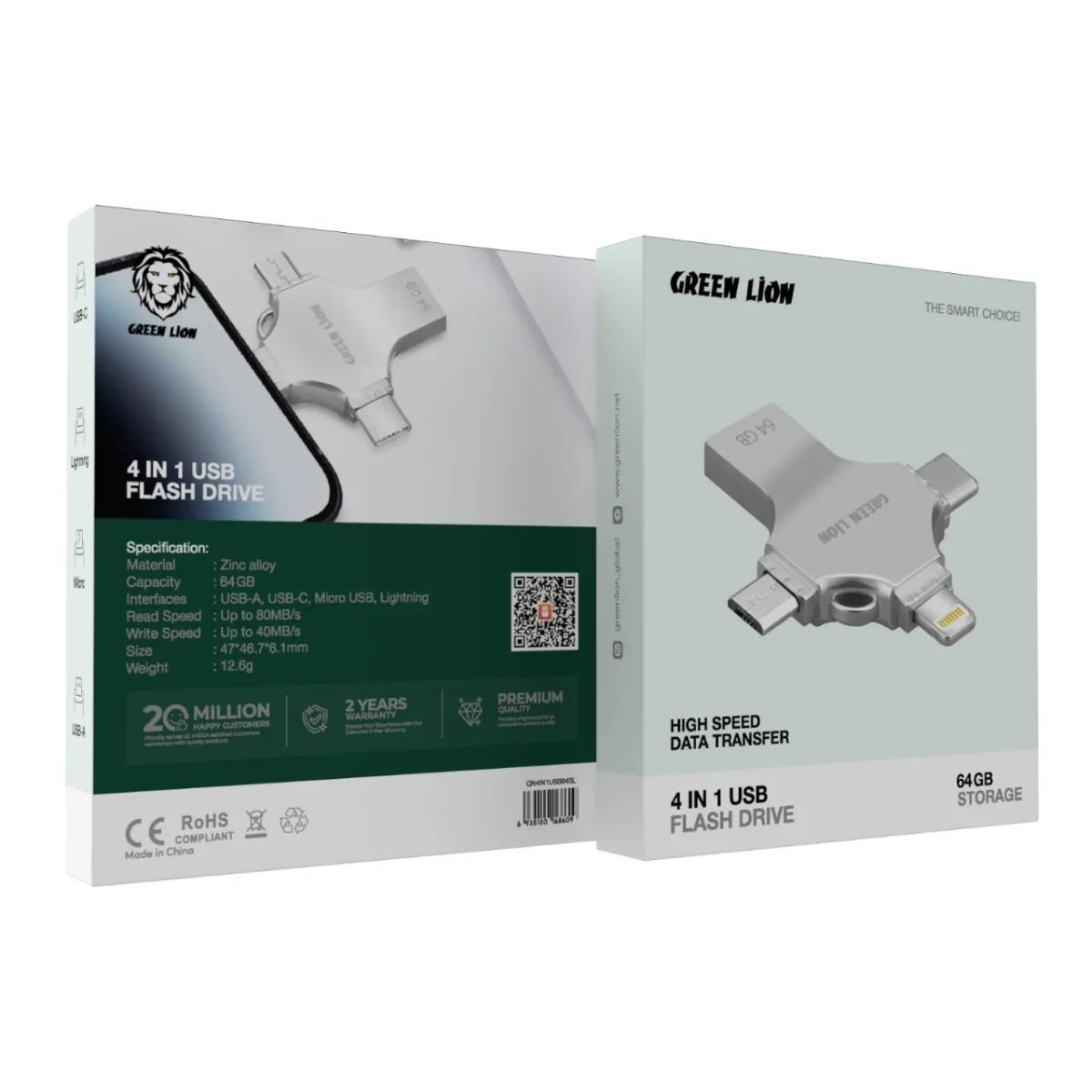 Green Lion 4•in•1 USB Flash Drive 64GB