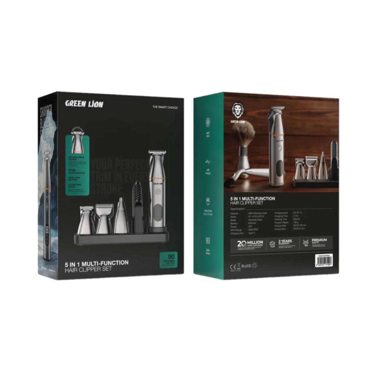 Green Lion 5 In 1 Multi•Function Hair Clipper Set