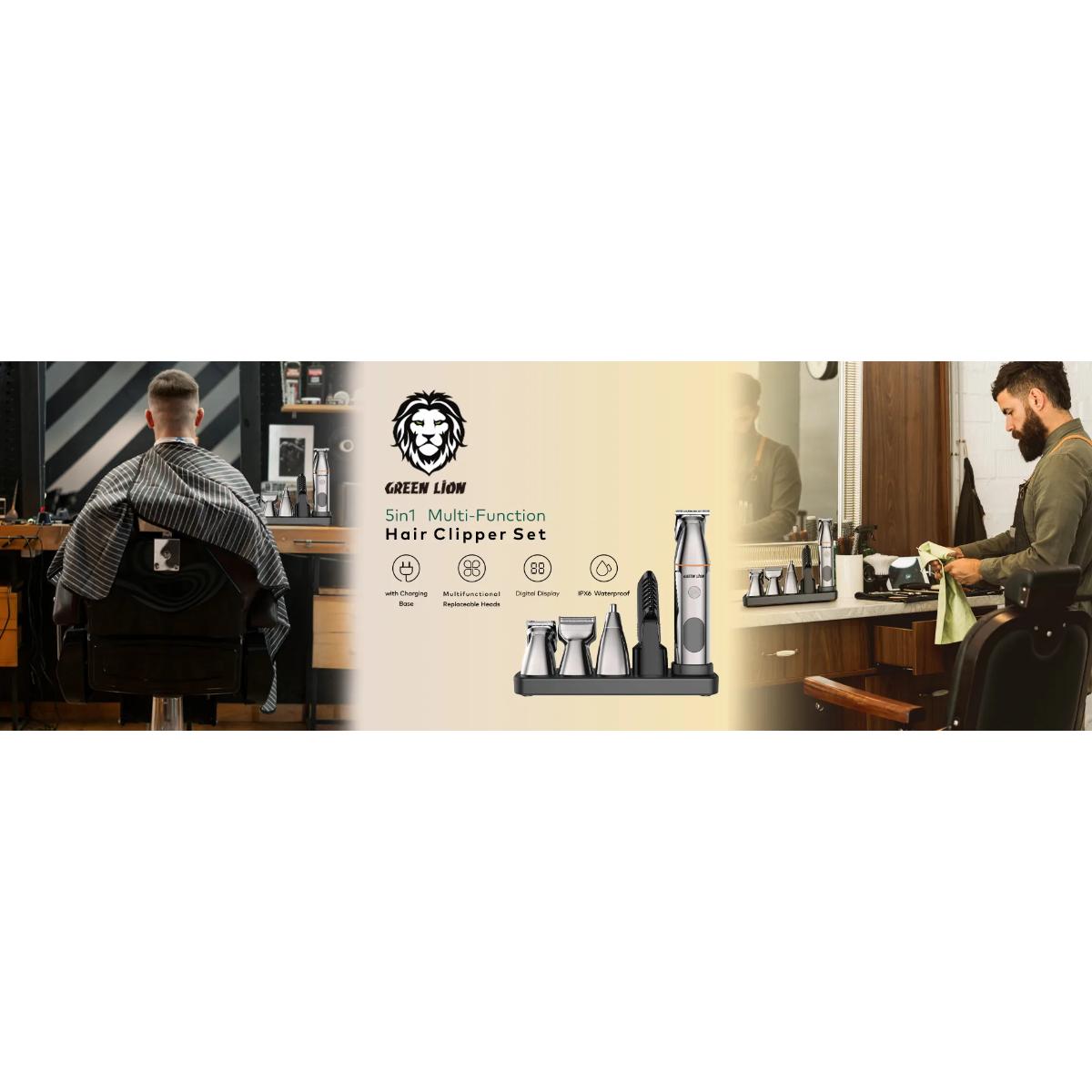 Green Lion 5 In 1 Multi•Function Hair Clipper Set