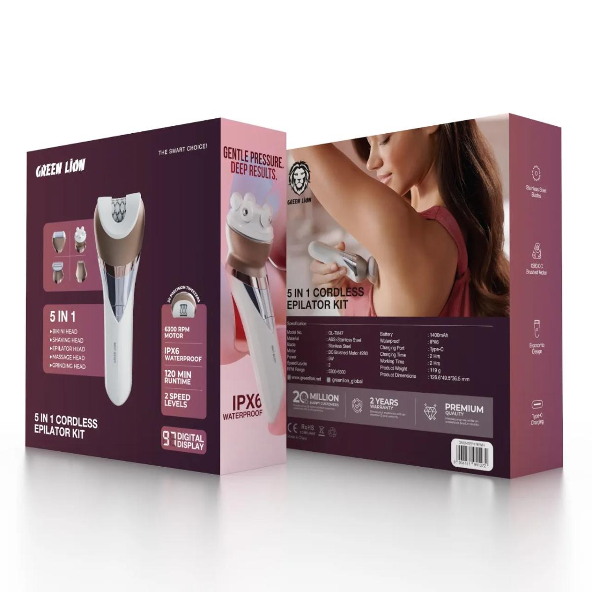 Green Lion 5 in 1 Cordless Epilator Kit