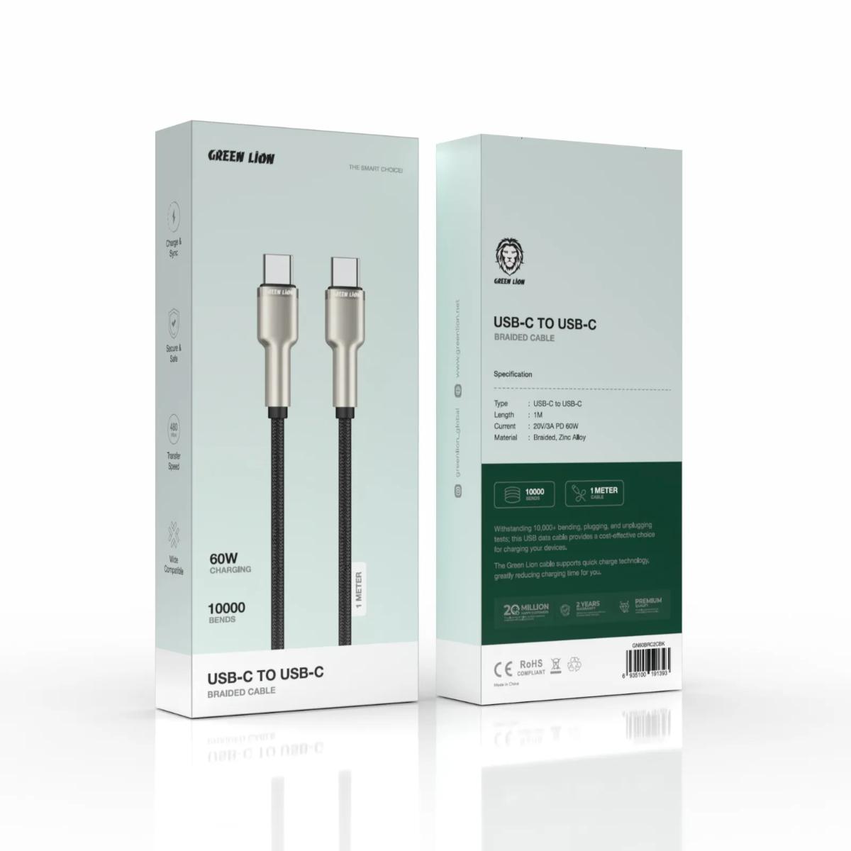 Green Lion 60W USB-C to USB-C Braided Cable