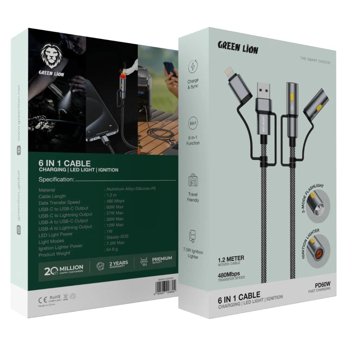 Green Lion 6-in-1 60W Multi-Charging Cable
