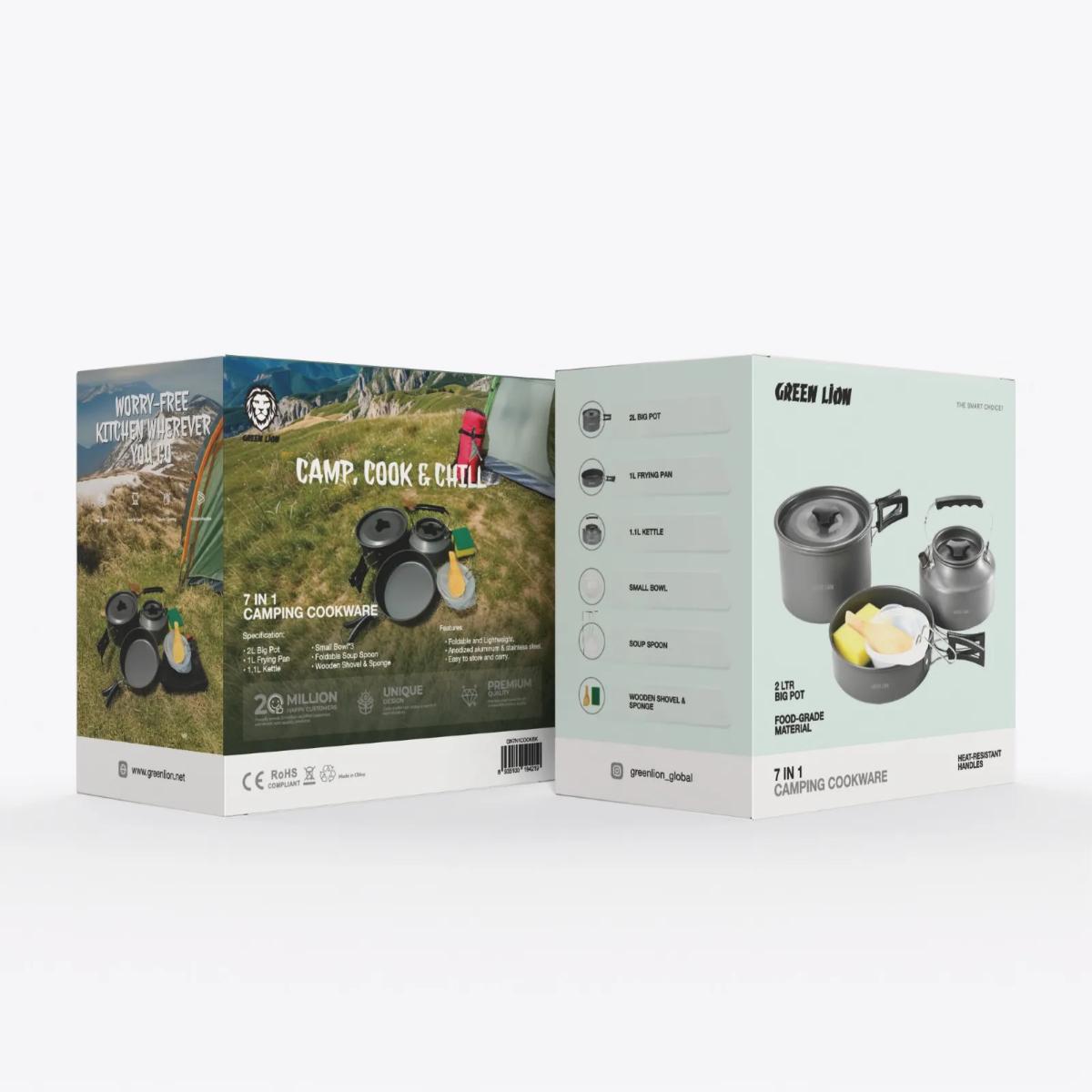 Green Lion 7 In 1 Camping Cookware