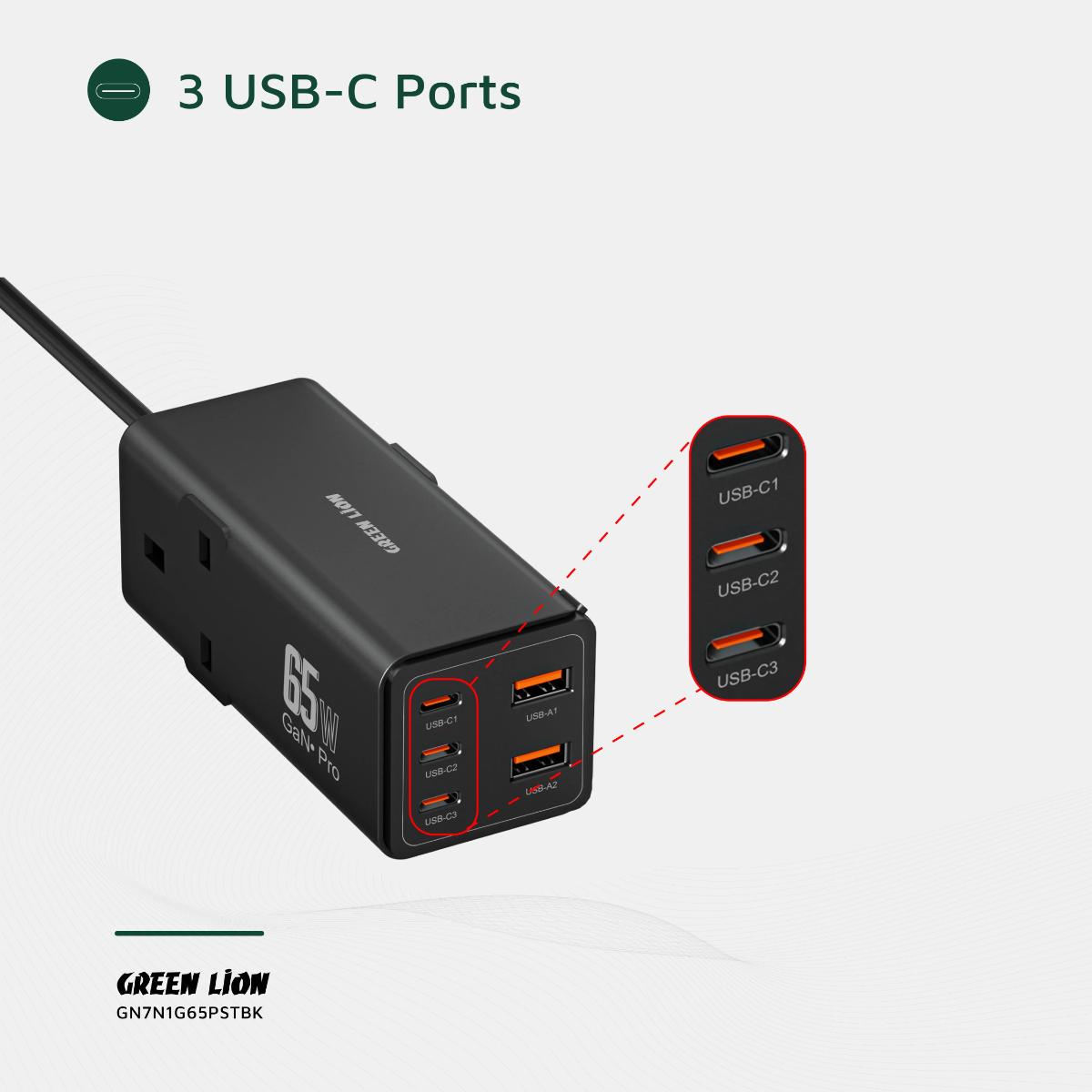 Green Lion 7 In 1 GaN 65W Power Strip