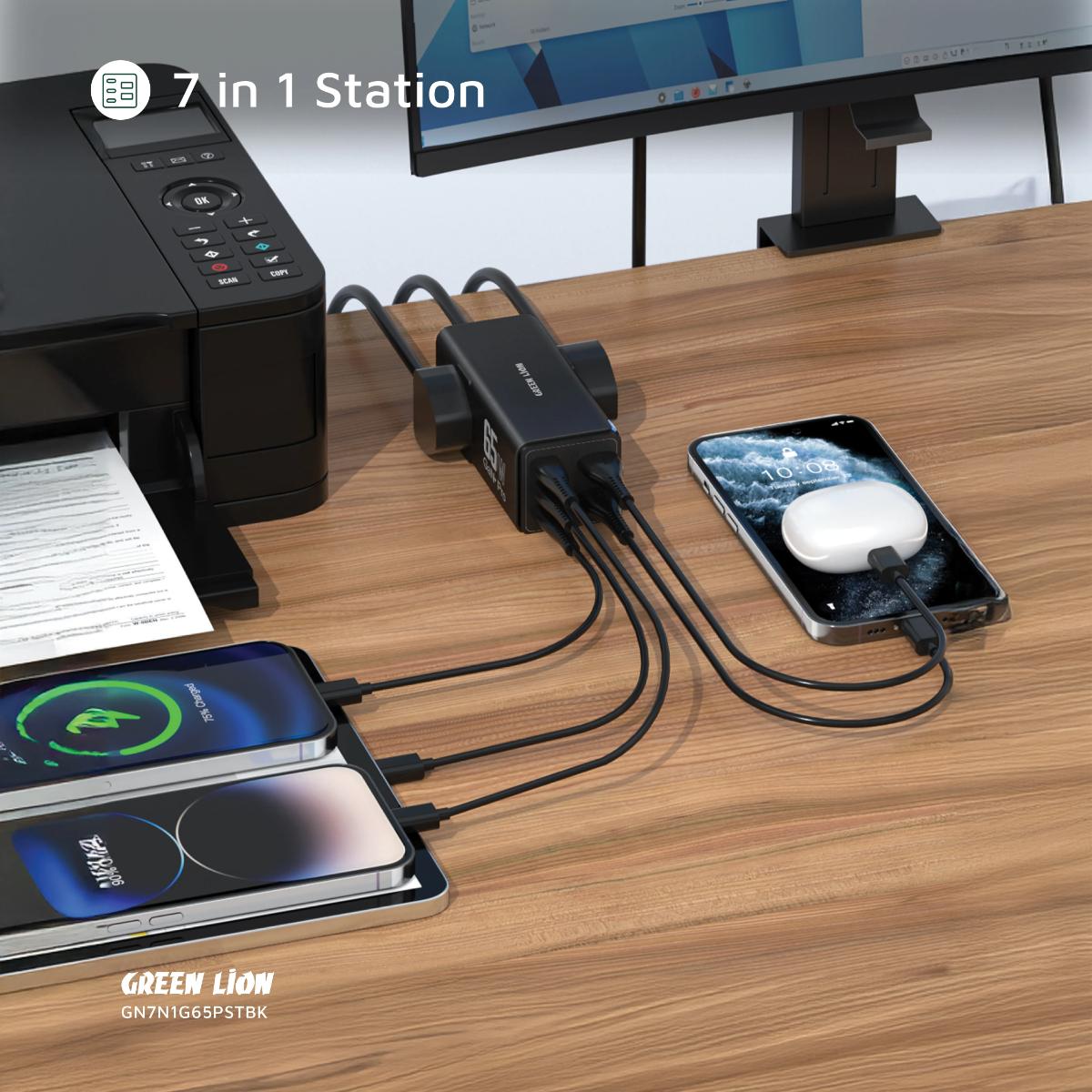 Green Lion 7 In 1 GaN 65W Power Strip