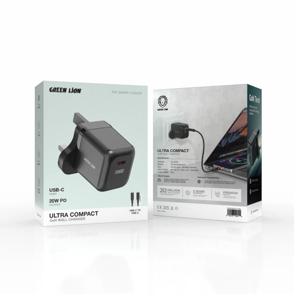 Green Lion 20W PD Ultra-Compact GaN Wall Charger