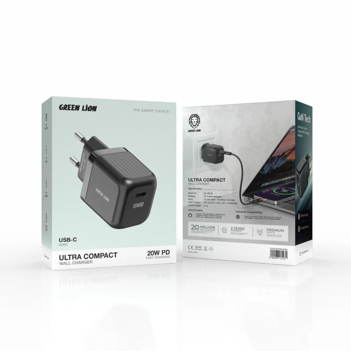 Green Lion Ultra Compact 20W PD USB-C Wall Charger
