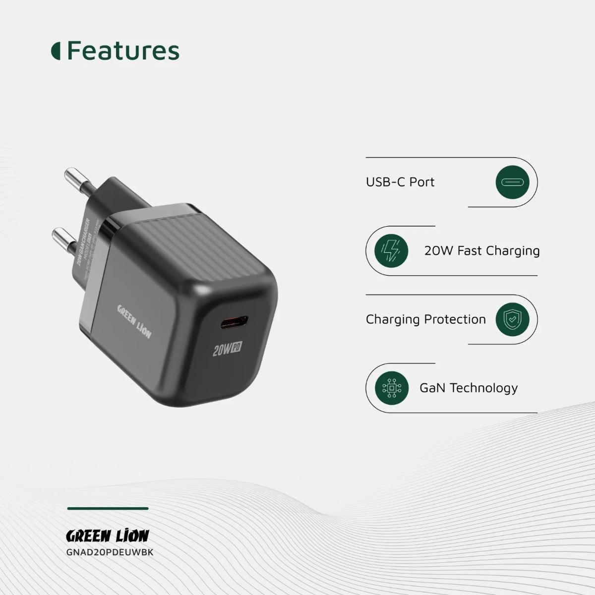 Green Lion Ultra Compact 20W PD USB-C Wall Charger
