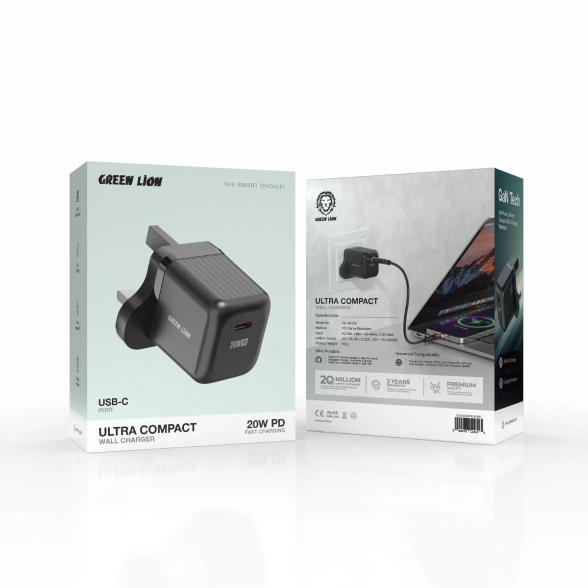 Green Lion Ultra Compact 20W PD GaN Wall Charger