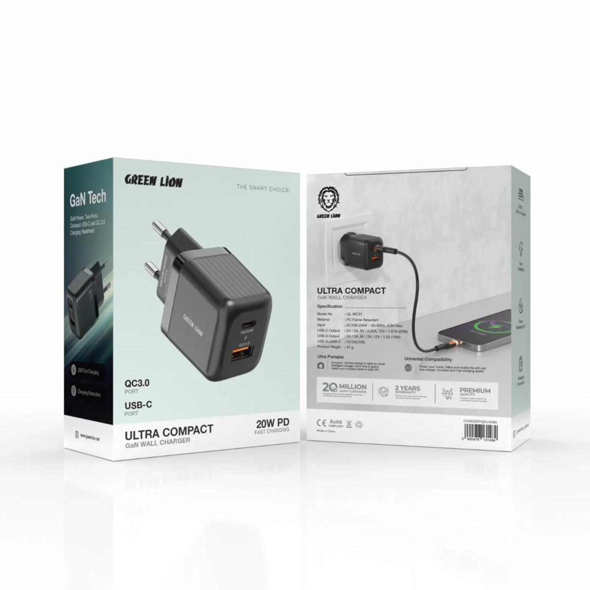 Green Lion Ultra Compact GaN Wall Charger
