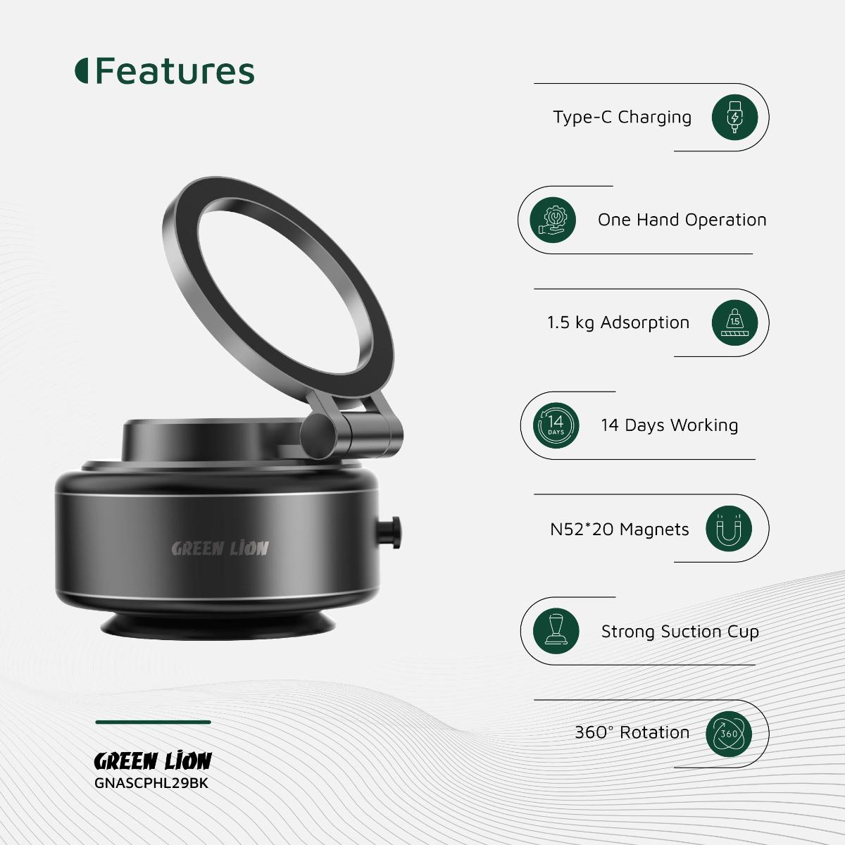 Green Lion GX•29 Auto Suction Phone Holder
