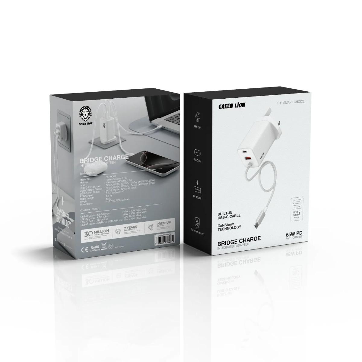 Green Lion Bridge Charge 65W GaN Adapter