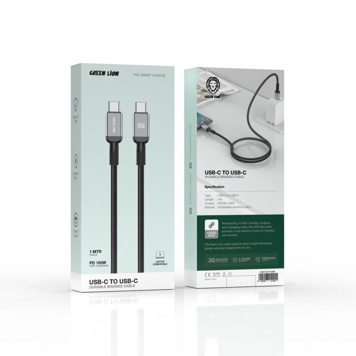 Green Lion 100W USB-C to USB-C Braided Fast Charging