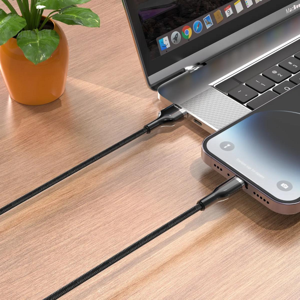 Green Lion Braided Zinc Alloy USB-A to Lightning Cable