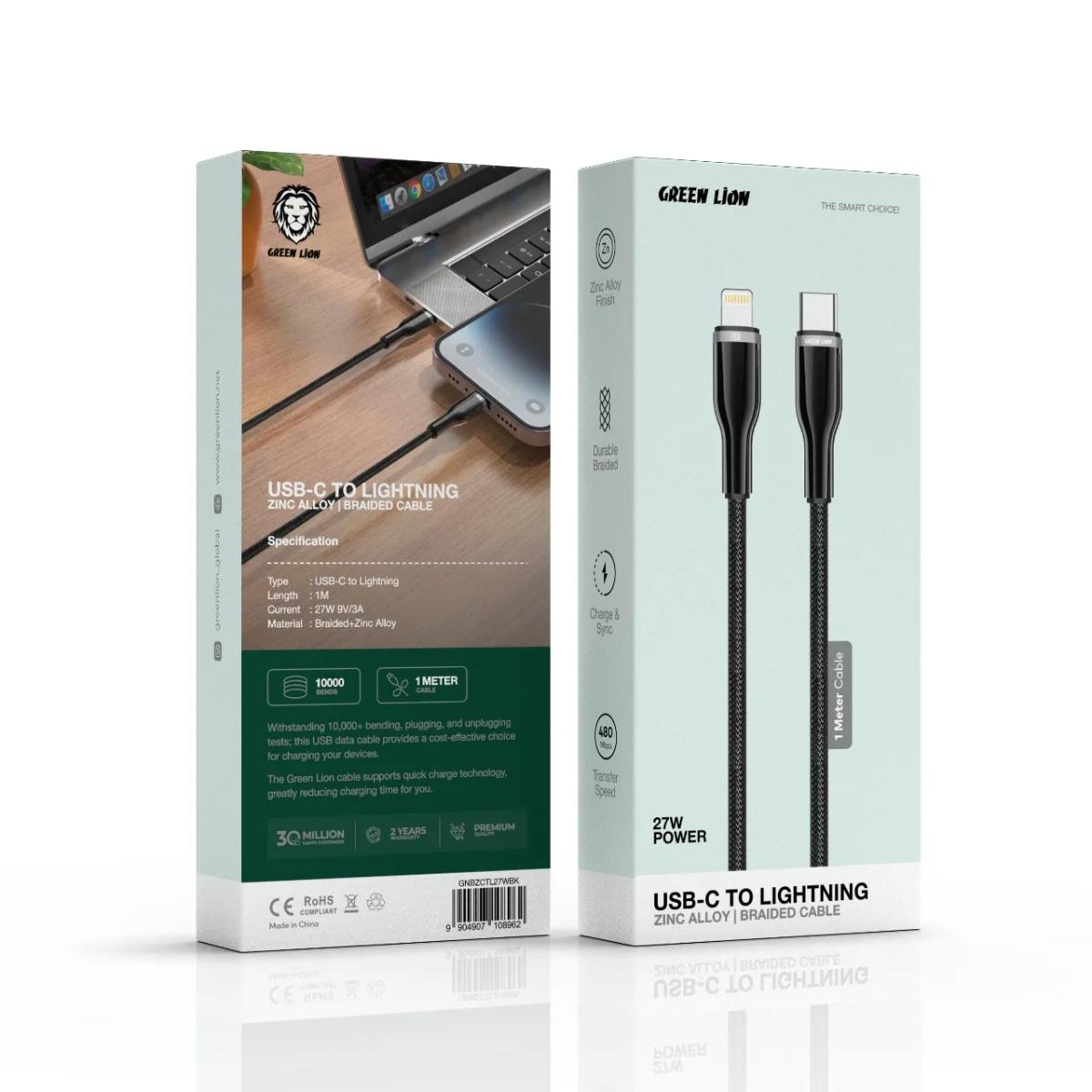 Green Lion Braided Zinc Alloy Cable USB-C To Lightning
