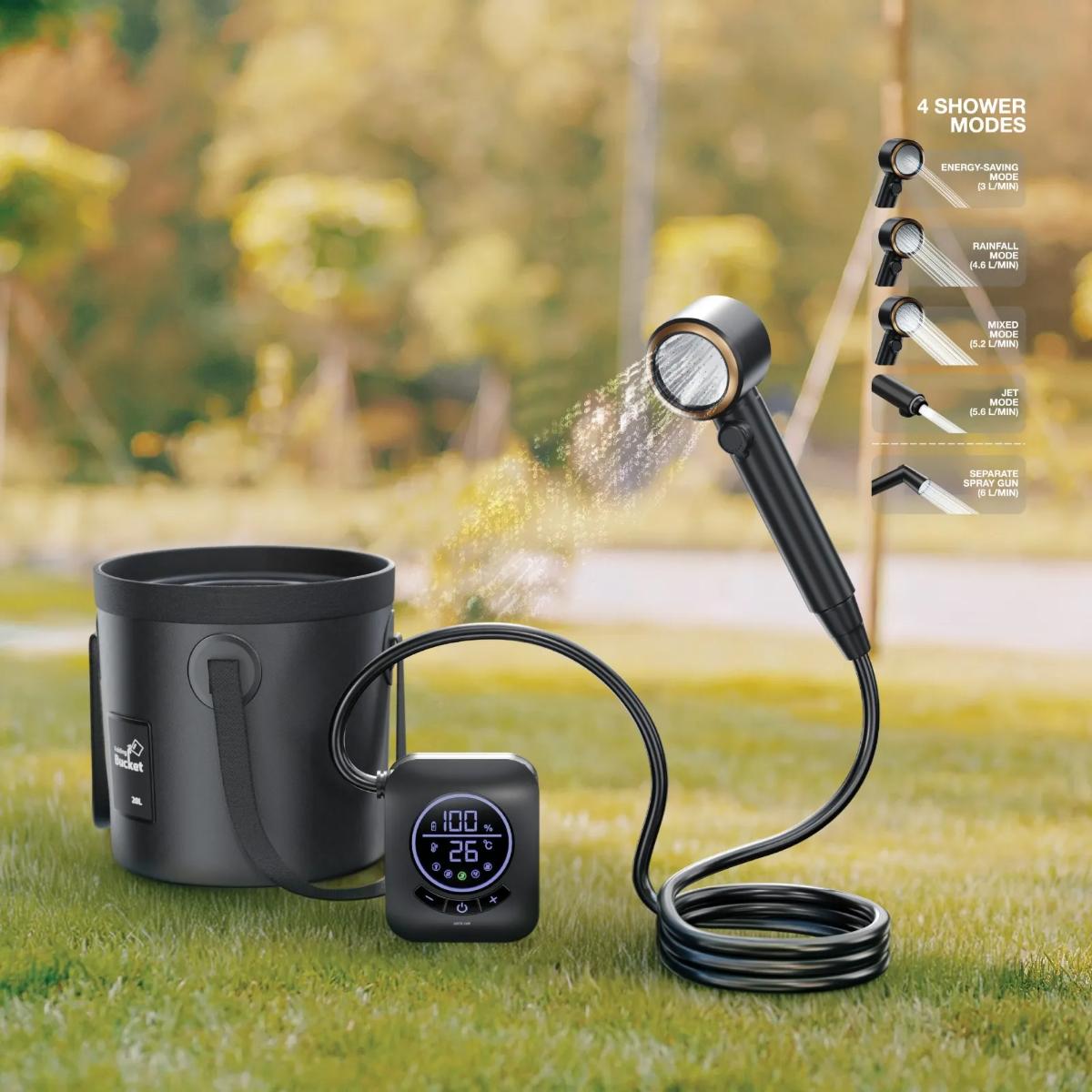 Green Lion Camping Shower with Digital Display