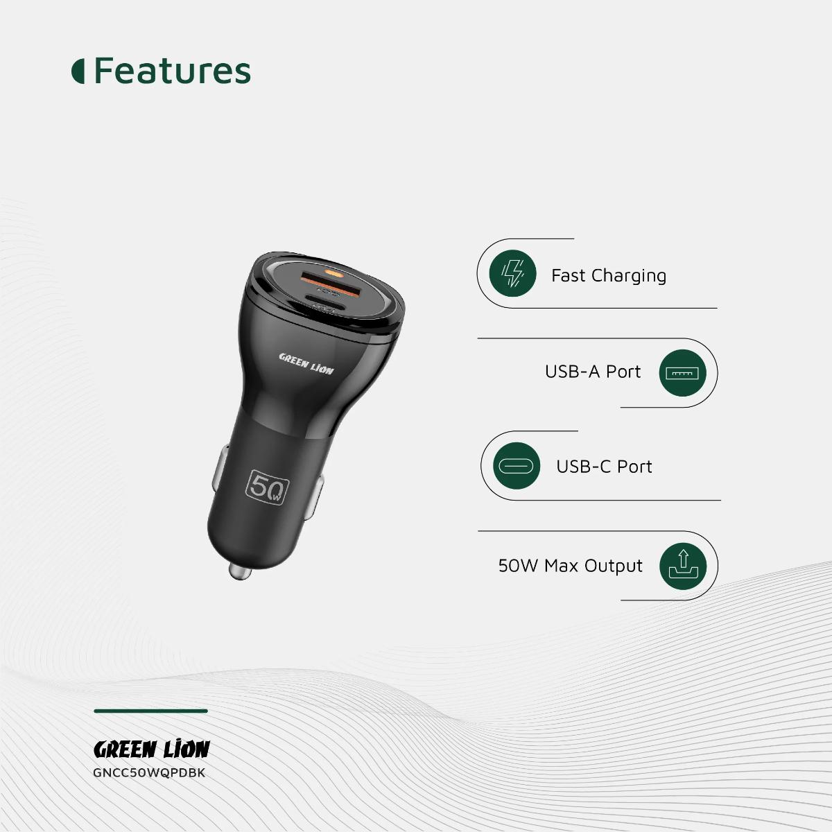 Green Lion Dual QC3.0 Car Charger 40W