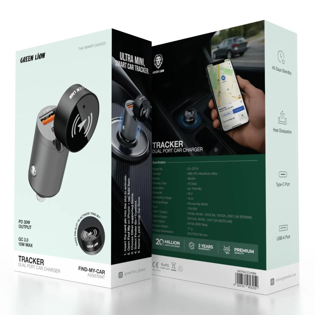 Green Lion Tracker Dual Port Car Charger