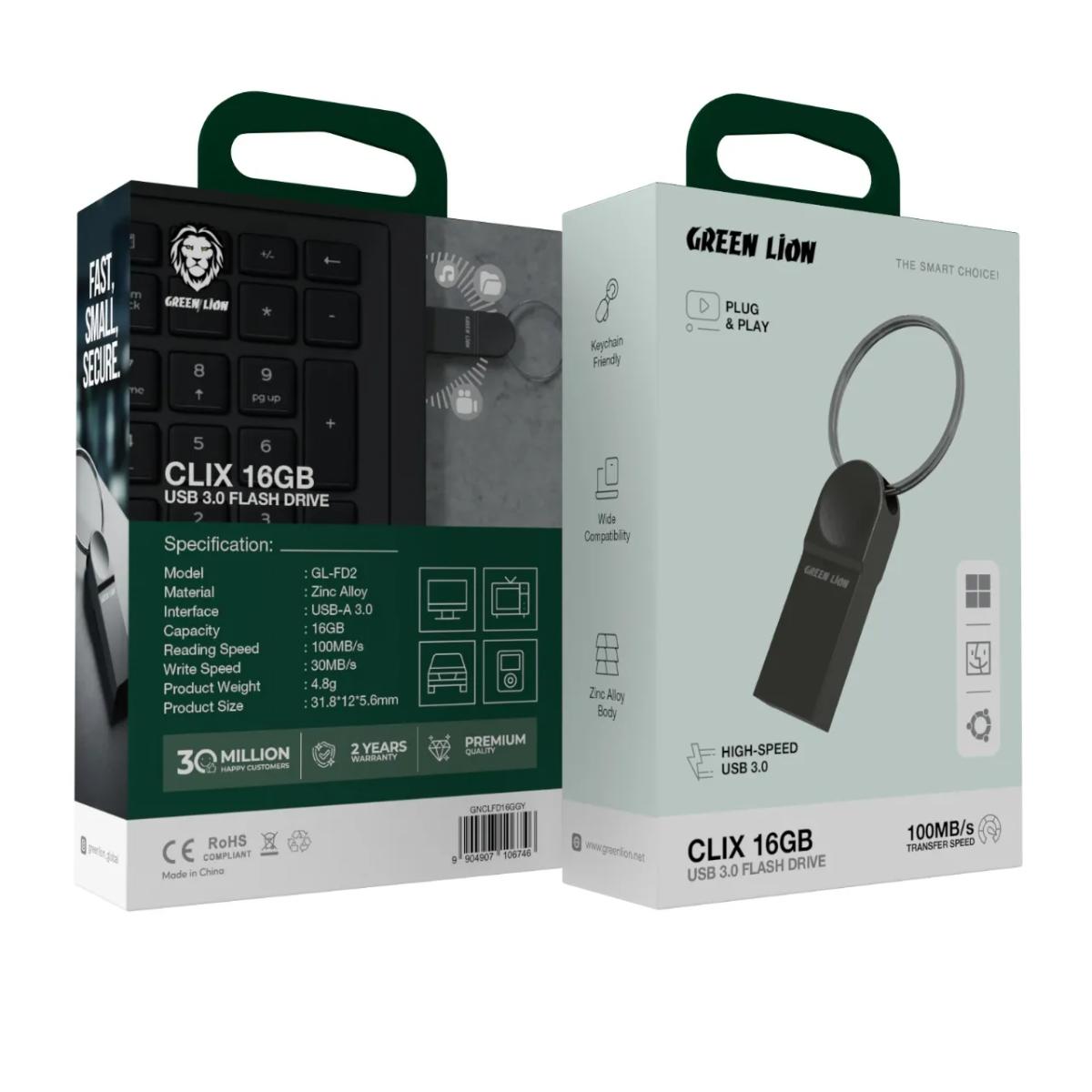 Green Lion CLIX 16GB USB 3.0 Flash Drive