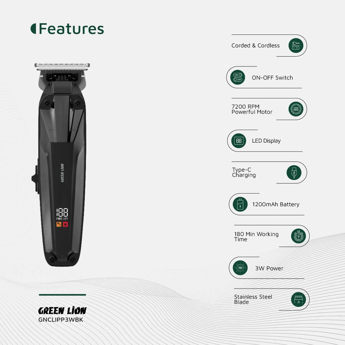 Green Lion Clip Master Professional Hair Clipper