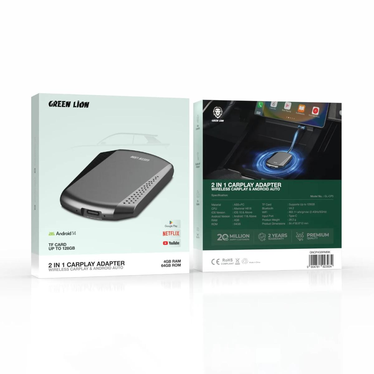 Green Lion 2-in-1 Wireless CarPlay Auto AI Box