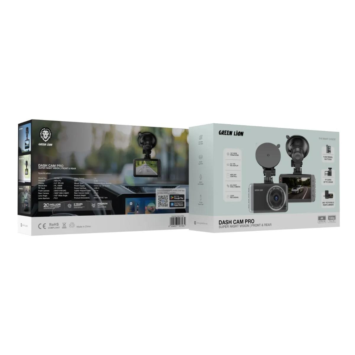 Green Lion Dash Cam Pro Front and Rear