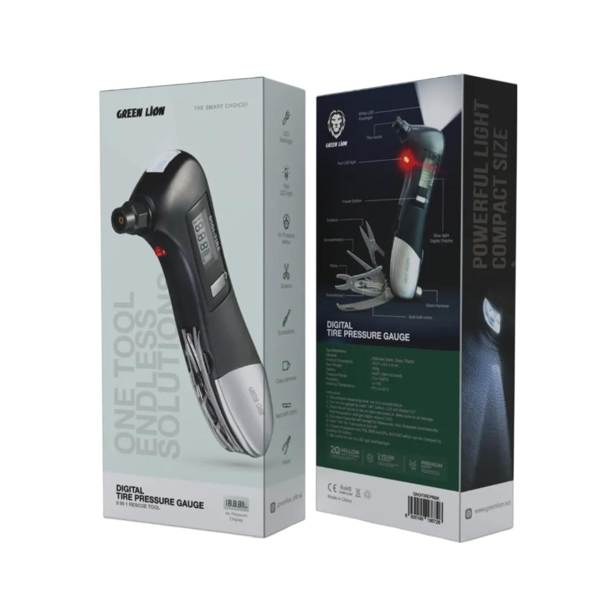 Green Lion Digital Tire Pressure 9 In 1 Rescue Tool