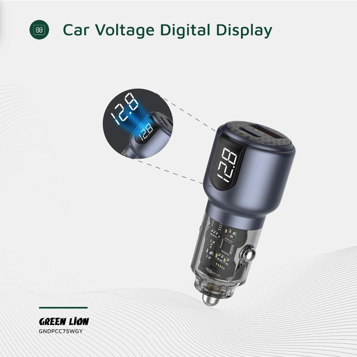 Green Lion Dual Port Car Charger PD+QC 75W