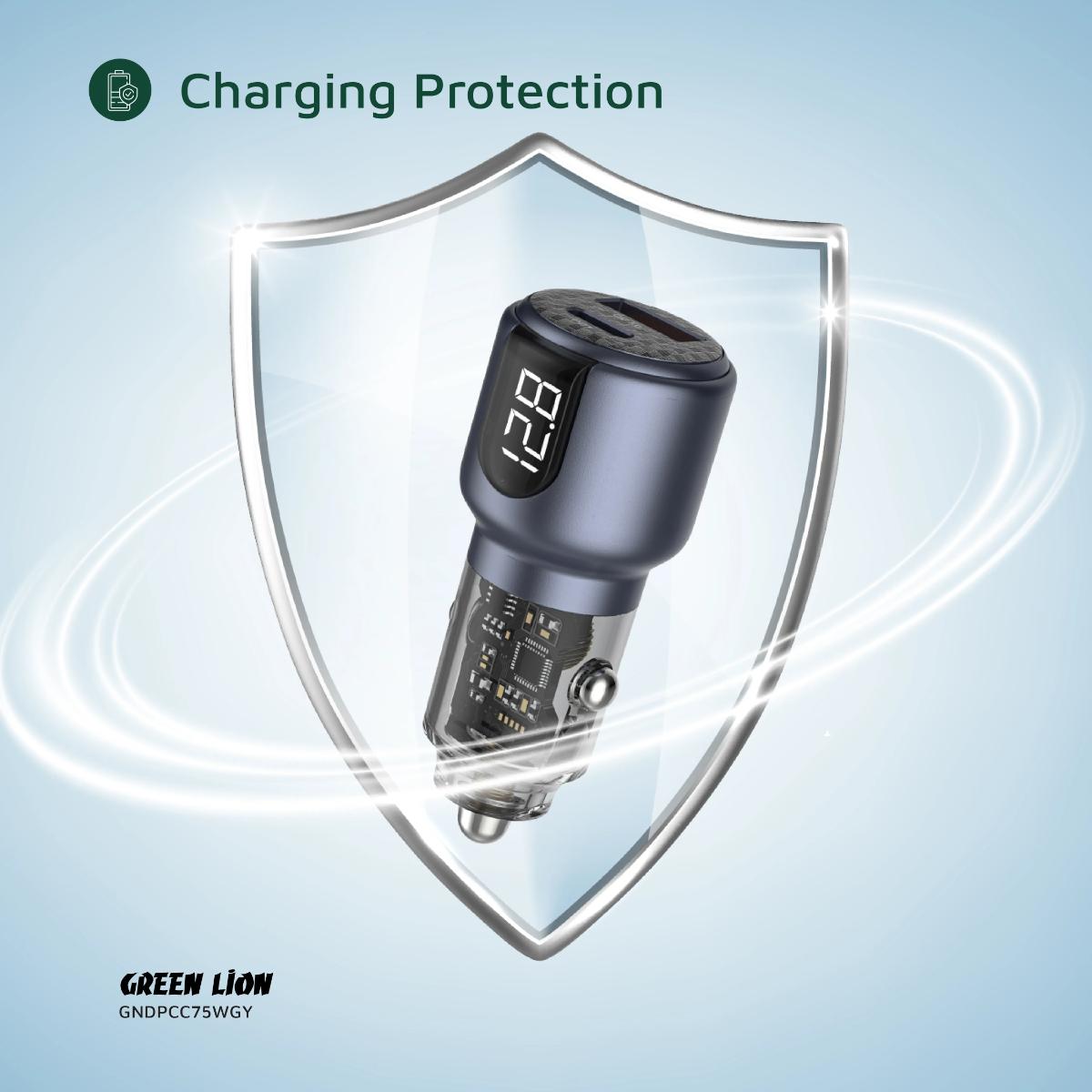 Green Lion Dual Port Car Charger PD+QC 75W