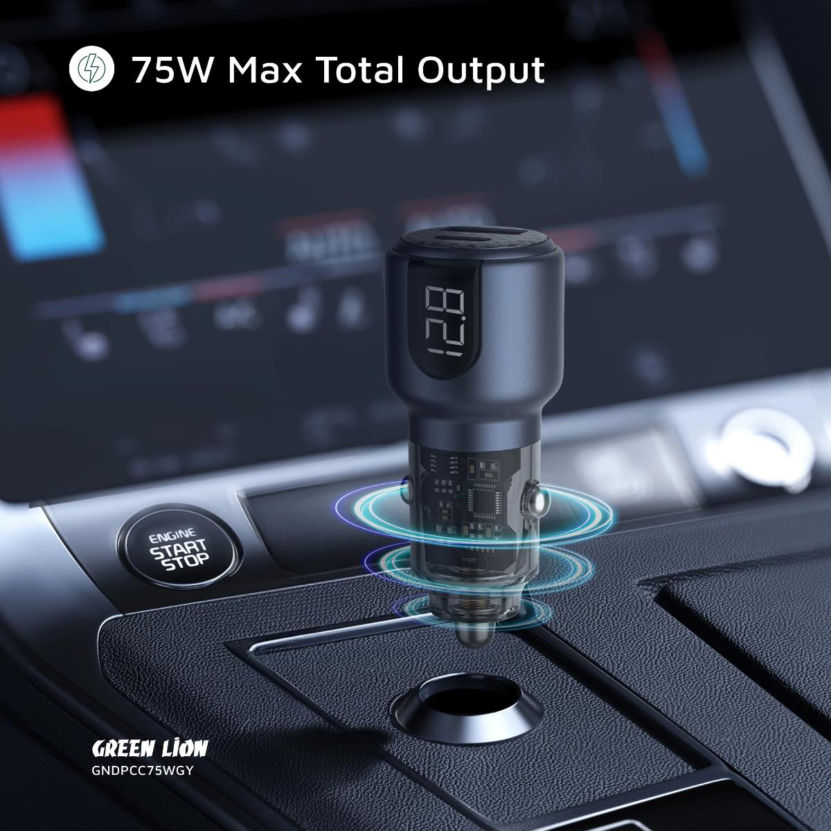 Green Lion Dual Port Car Charger PD+QC 75W