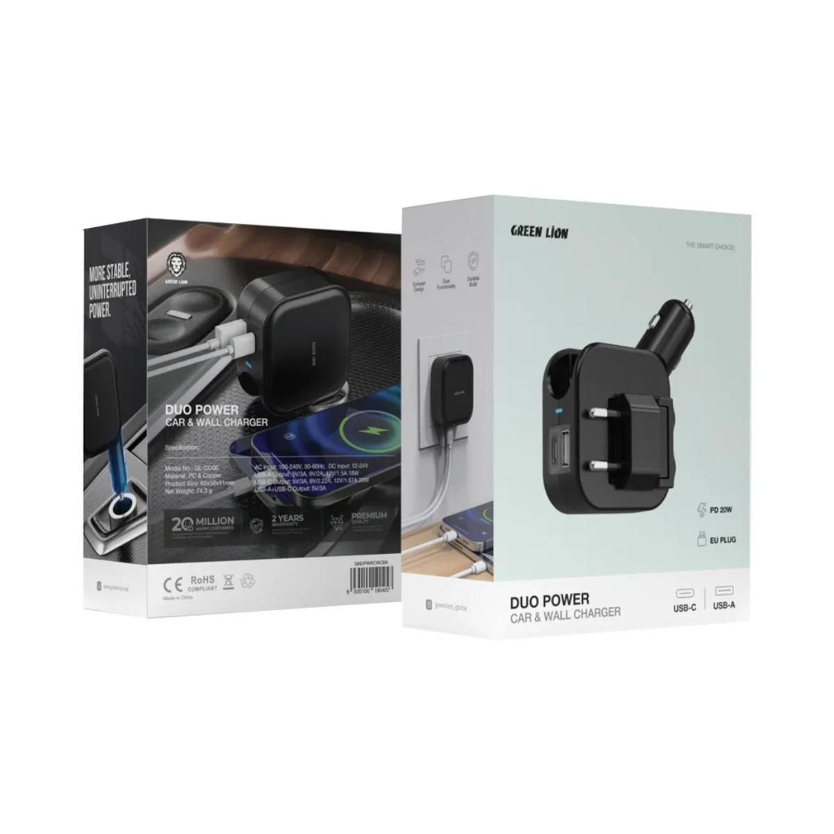 Green Lion Duo Power Car & Wall Charger