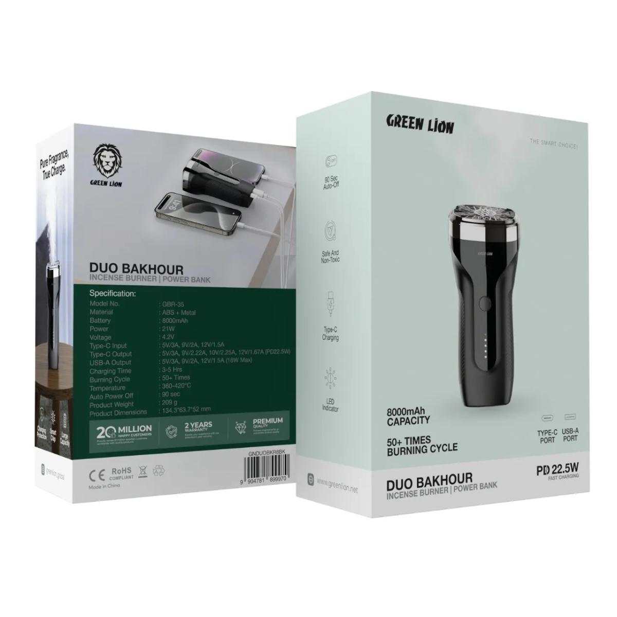 Green Lion Duo Bakhour & 22.5W Power Bank (8000mAh)