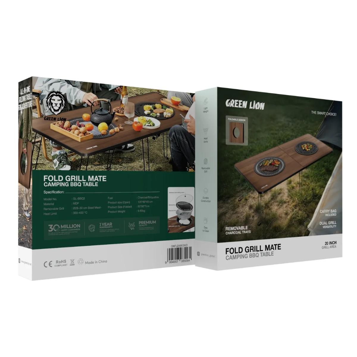 Green Lion Fold Grill Mate Camping BBQ Table