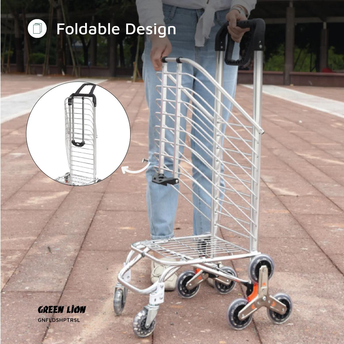 Green Lion Foldable Shopping Trolley