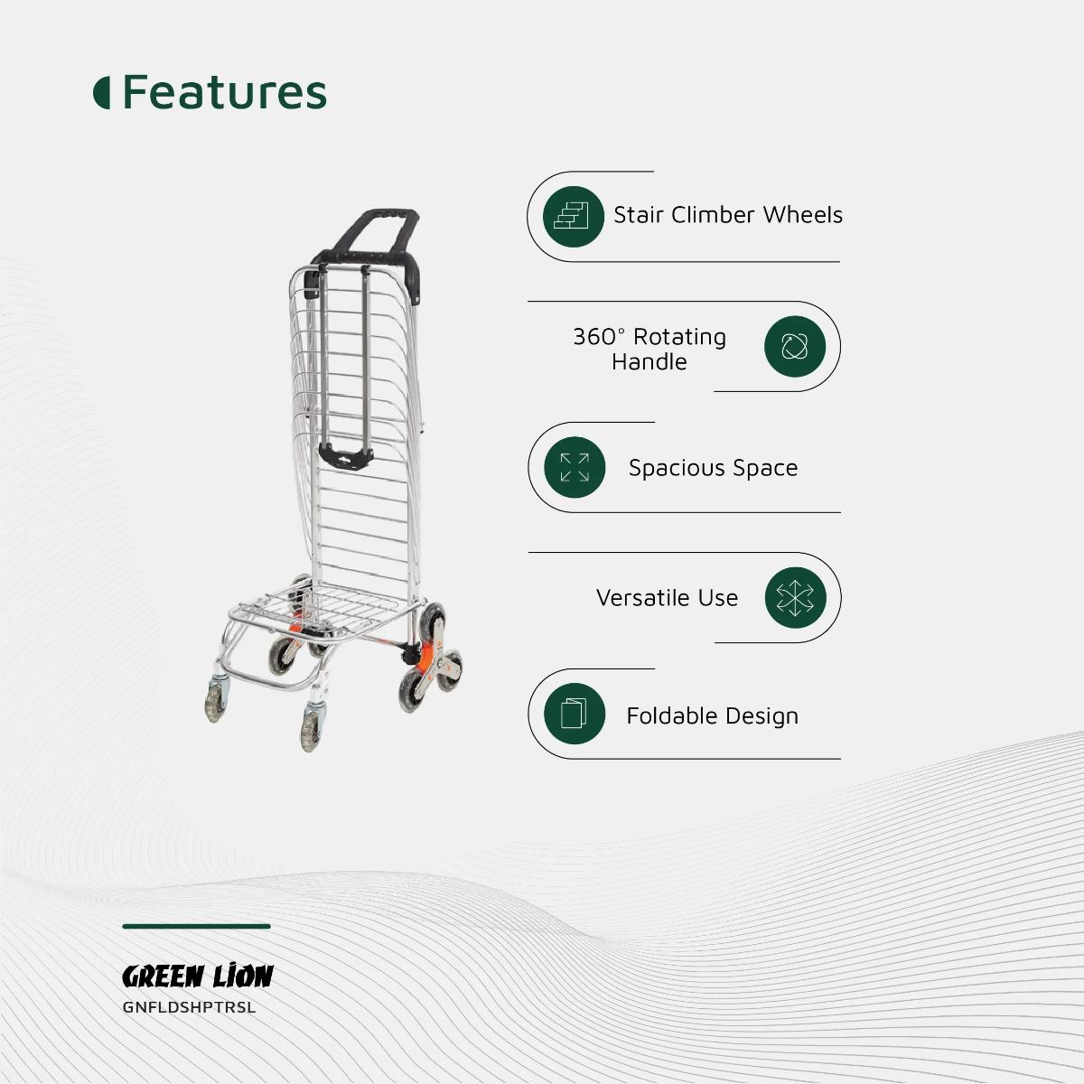 Green Lion Foldable Shopping Trolley