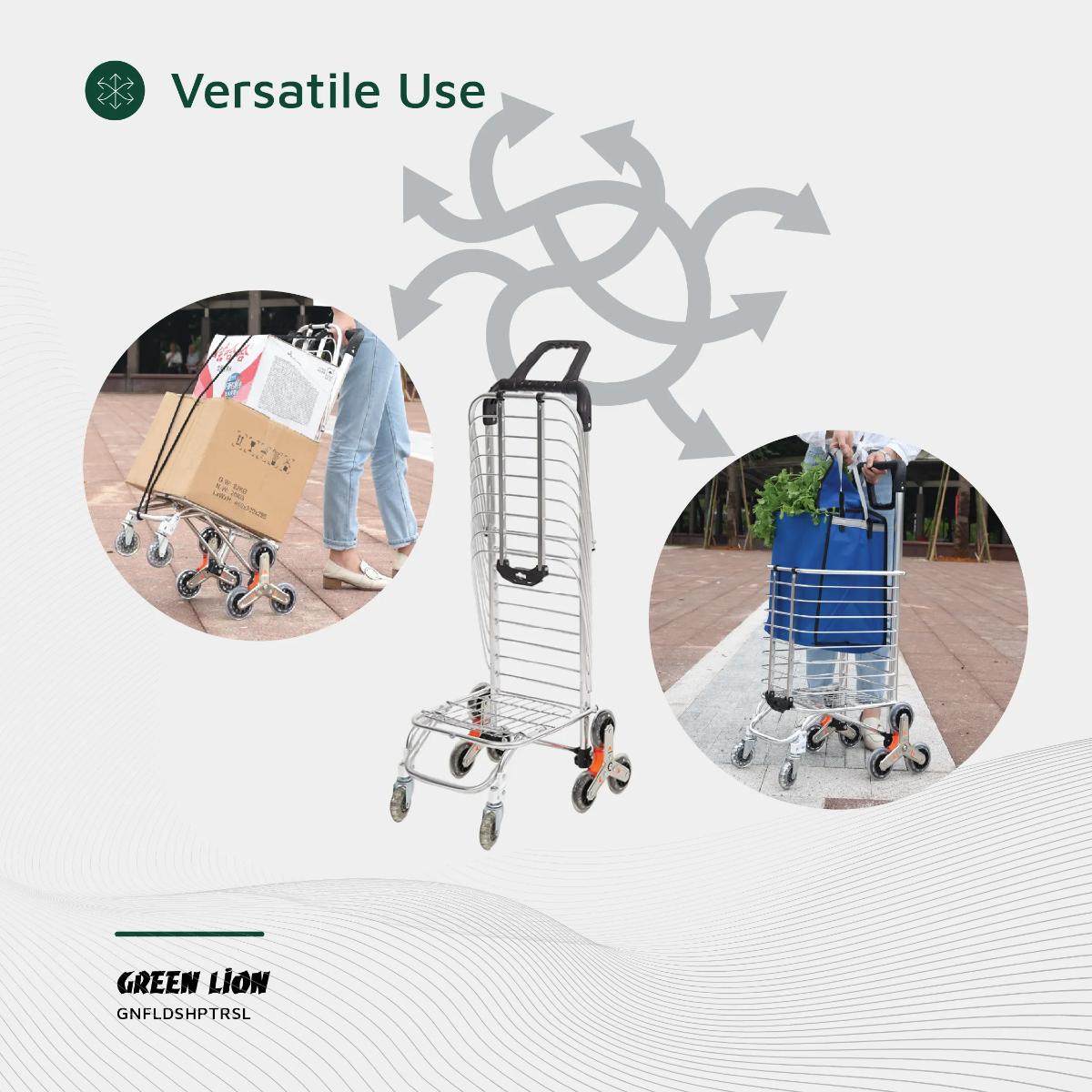 Green Lion Foldable Shopping Trolley