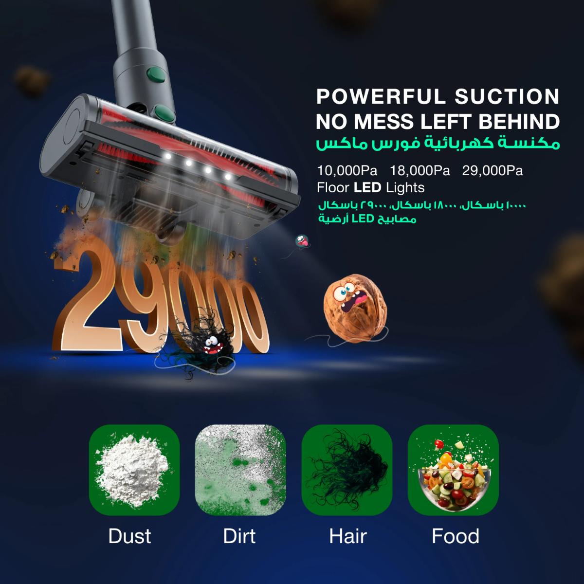Green Lion Force Max Vacuum Cleaner Cordless 400W 29000Pa