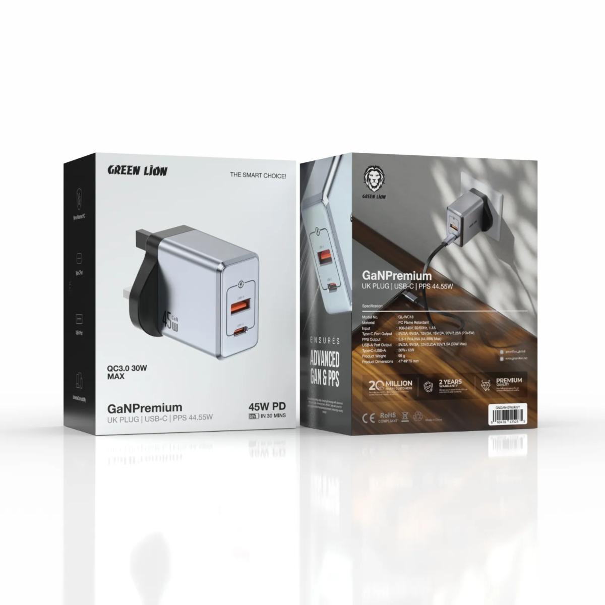 Green Lion GaNPremium 45W Fast Wall Charger