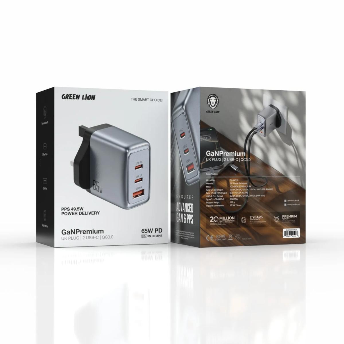 Green Lion 65W GaN Premium Wall Charger