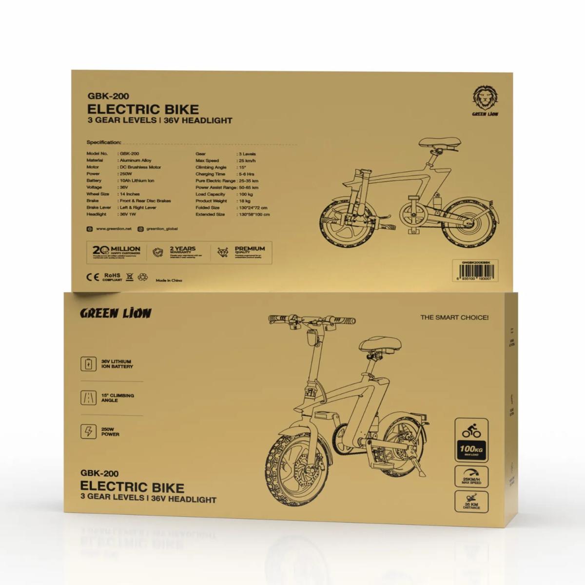 Green Lion GBK-200 Electric Bike 3 Gear Levels 36V Headlight